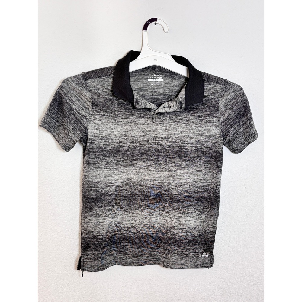 BCG Golf Boys Grey Space Dye Polo Shirt Size S 8 Short Sleeve Performance Tee